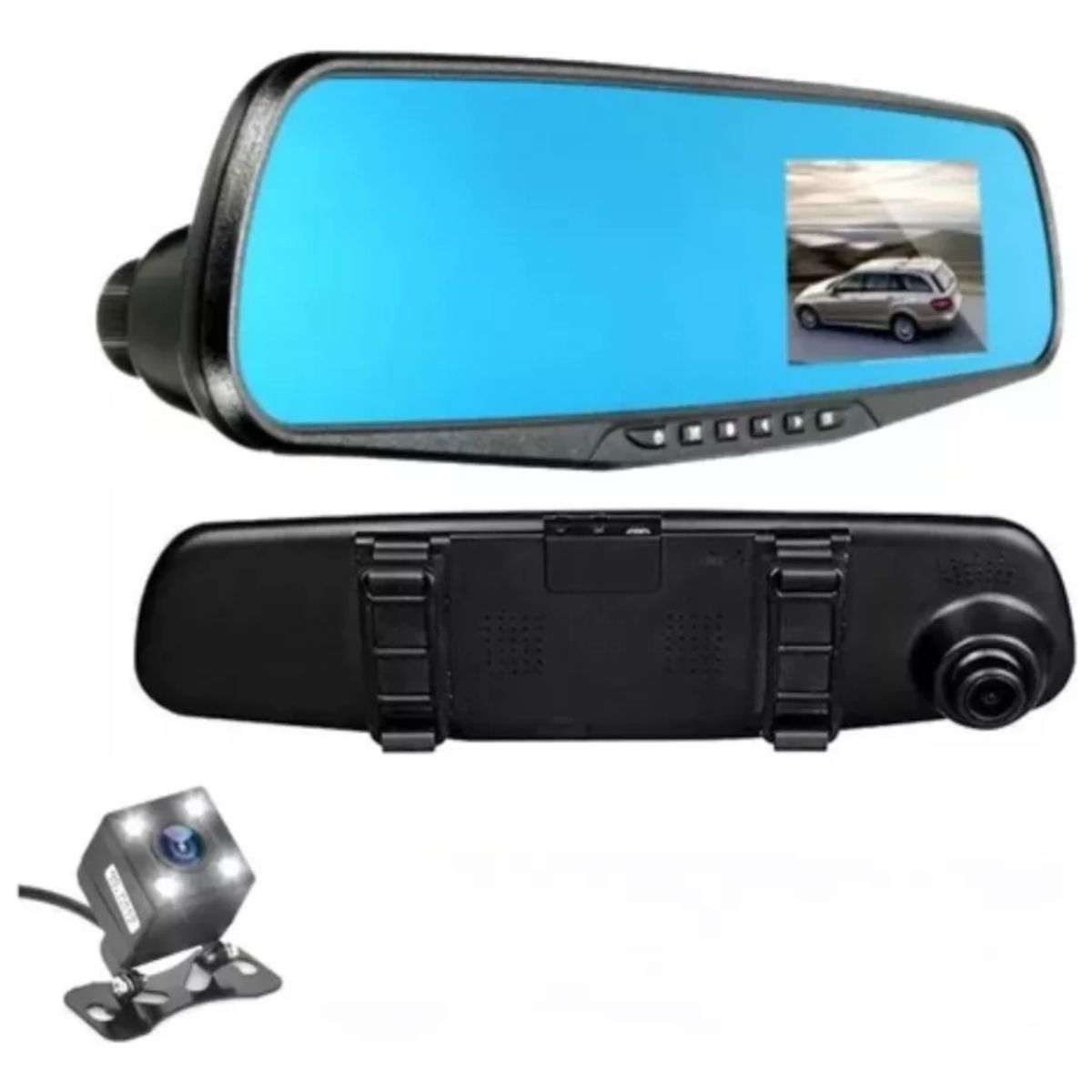 GENERICO - Espejo Retrovisor Con Cámara Dual Full Hd Frontal Y Trasera