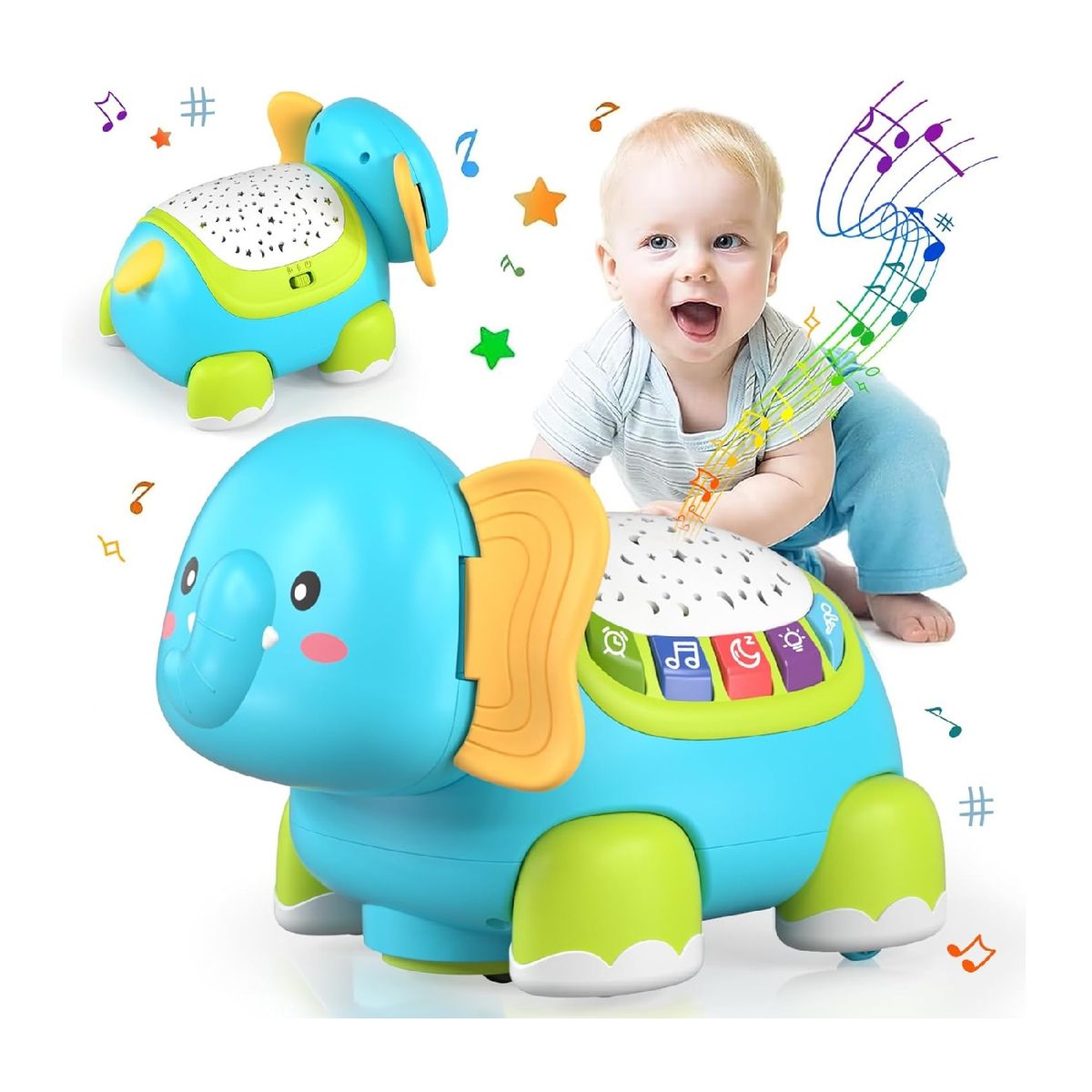 MUNDO BEBE - Juguete Proyector Musical Didáctico Bebe Niña Niño Elefante