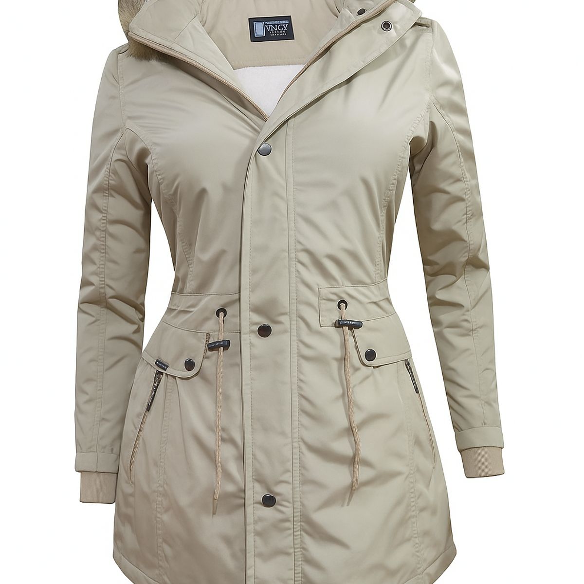 MODA EN CIRCUITO - Chaqueta o Gabán Impermeable tipo Parca para Mujer AZUL OSCURO