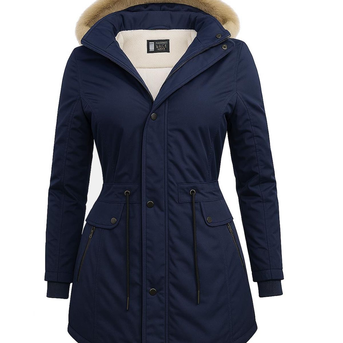 MODA EN CIRCUITO - Chaqueta o Gabán Impermeable tipo Parca para Mujer AZUL OSCURO