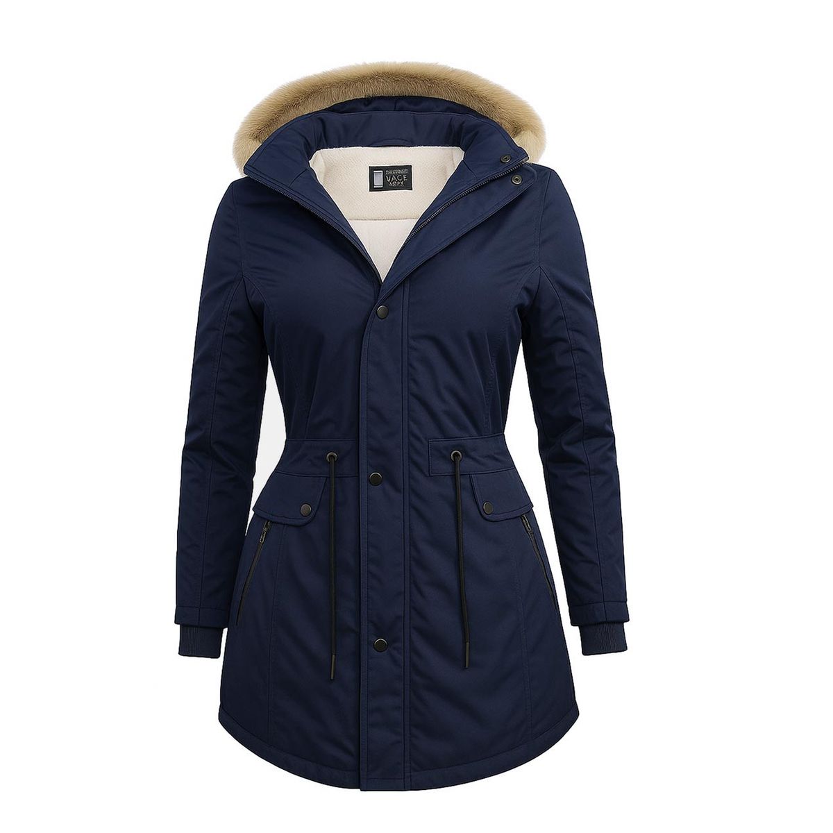 MODA EN CIRCUITO - Chaqueta o Gabán Impermeable tipo Parca para Mujer AZUL OSCURO