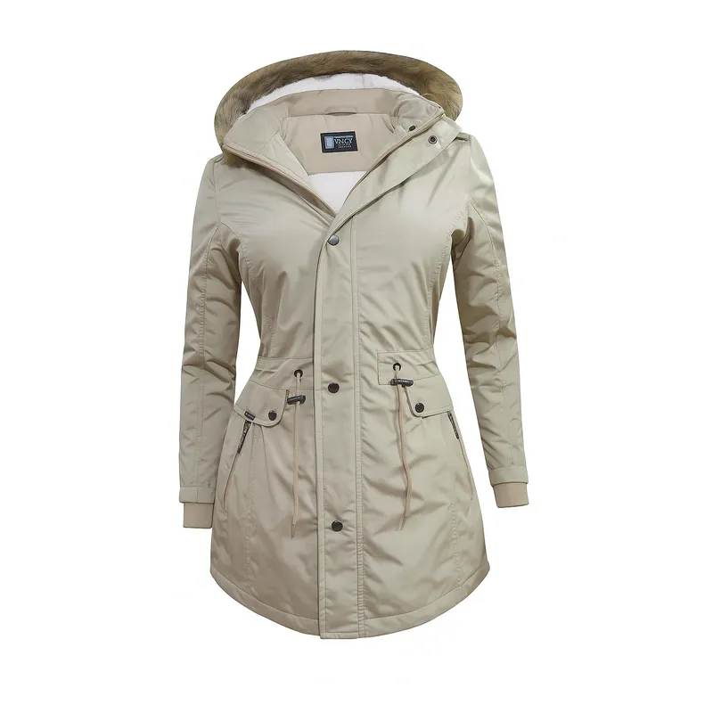 MODA EN CIRCUITO - Chaqueta o Gabán Impermeable tipo Parca para Mujer BEIGE