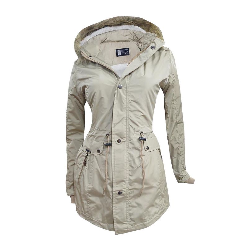 MODA EN CIRCUITO - Chaqueta o Gabán Impermeable tipo Parca para Mujer BEIGE