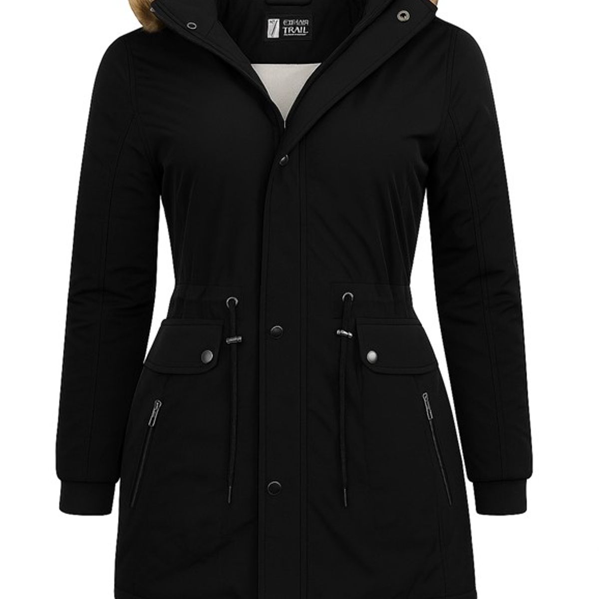 MODA EN CIRCUITO - Chaqueta o Gabán Impermeable tipo Parca para Mujer VERDE MILITAR