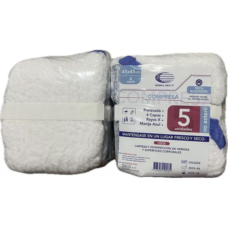 NACIONAL - COMPRESA NO ESTERIL 45CM X 45 CM X 5 UNIDADES