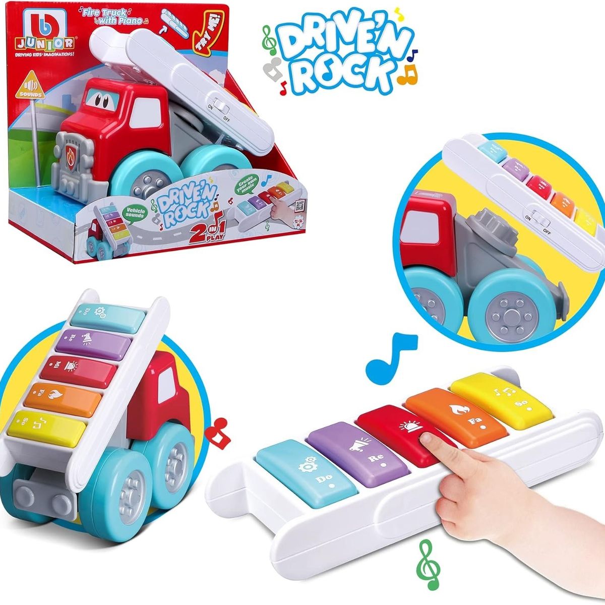 JUGANDO Y EDUCANDO - Camión De Bomberos Musical 2 En 1 Piano Y Carro Bburago