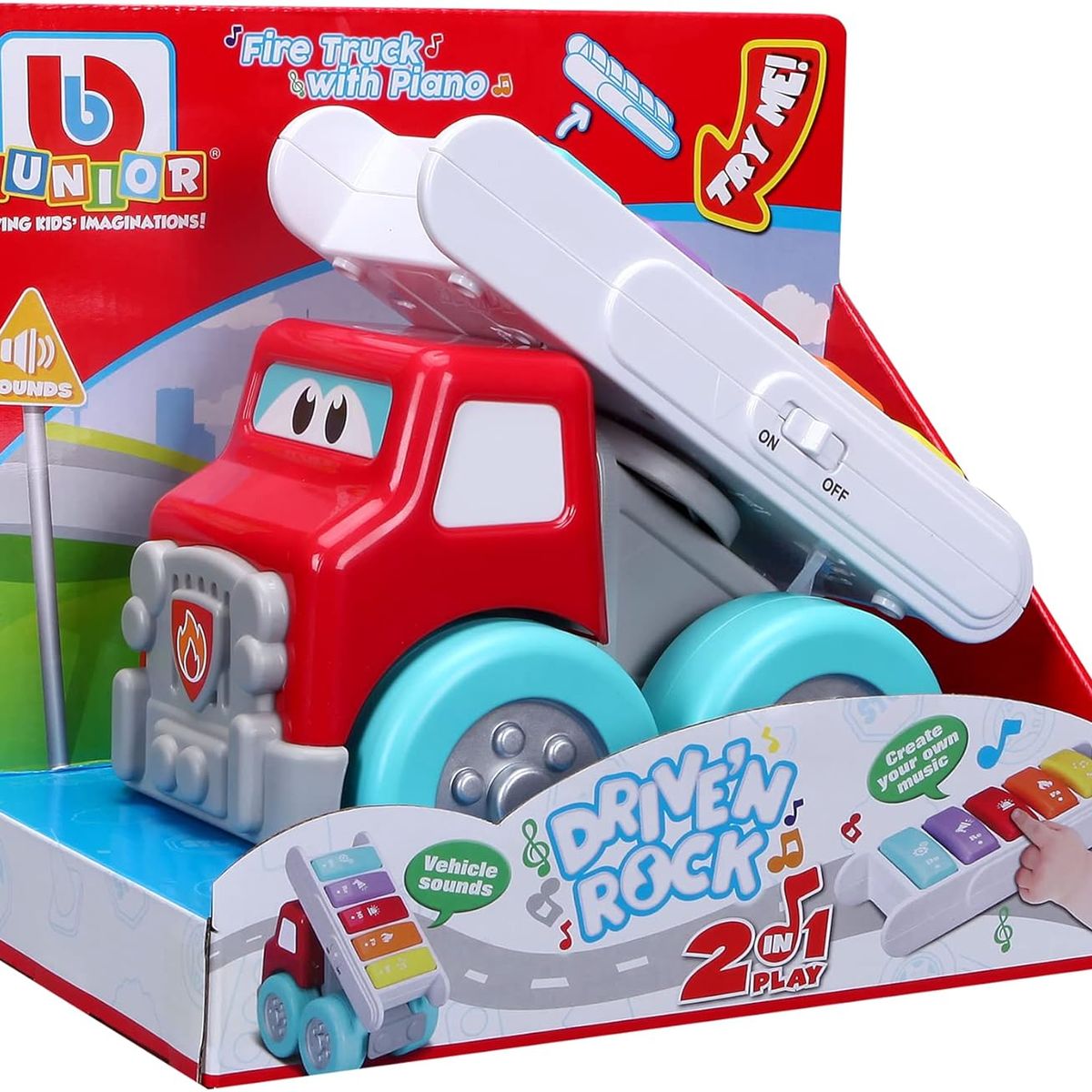 JUGANDO Y EDUCANDO - Camión De Bomberos Musical 2 En 1 Piano Y Carro Bburago