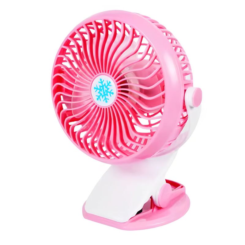 DANKI - Mini Ventilador Abanico Pinza Rosado Portatil Recargable 3 Velocidades