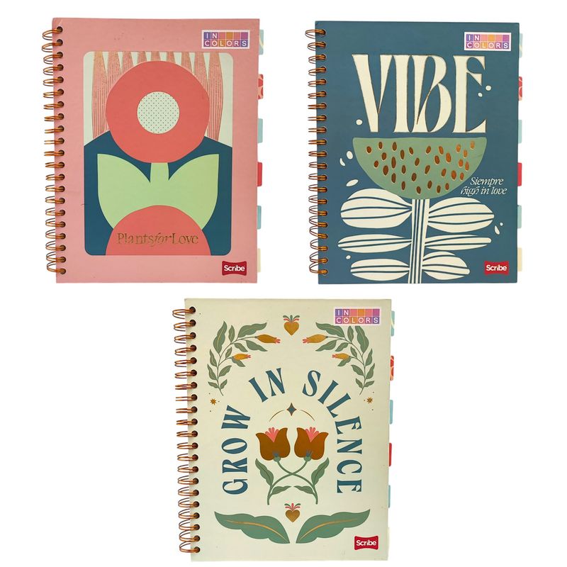 SCRIBE - Cuaderno 7 Materias Scribe Argollado Cuadros Pasta Dura.