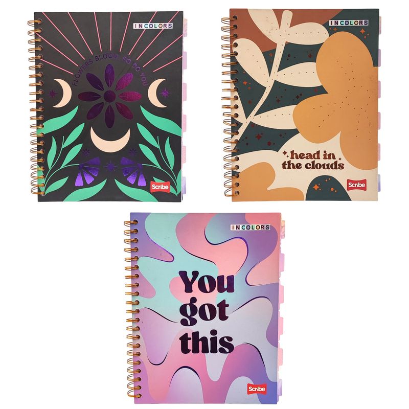 SCRIBE - Cuaderno 5 Materias Scribe Argollado Cuadros Pasta Dura