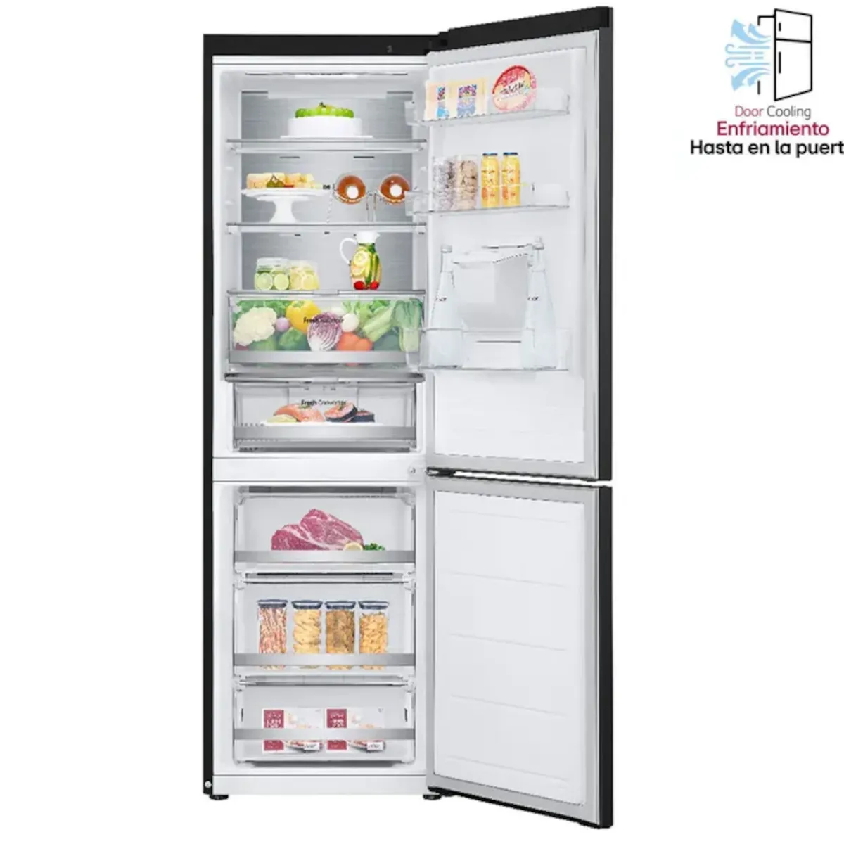 LG - Nevera LG No Frost Congelador Inferior 343 Litros GB37SPV negro