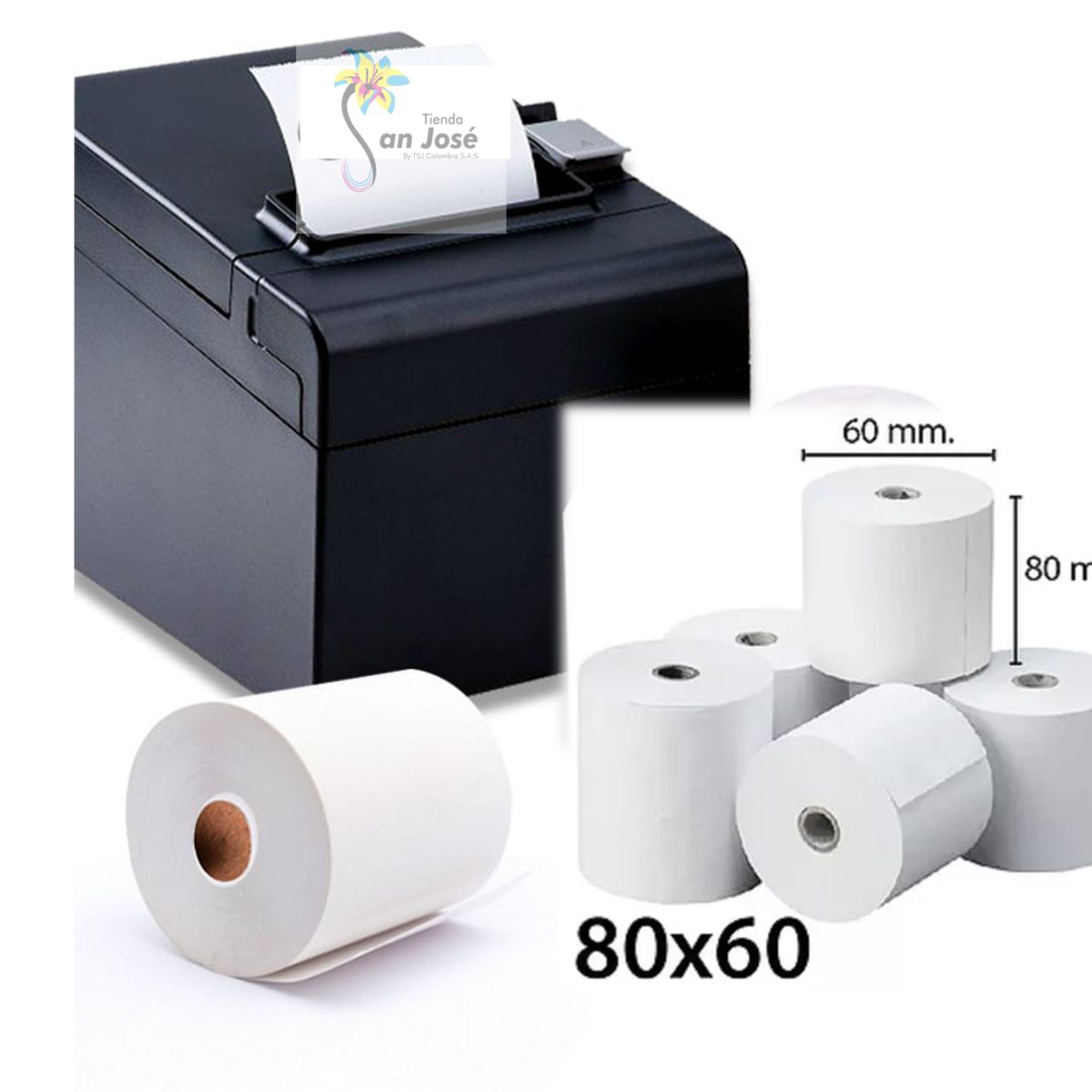 QUALITY - Rollo Papel Térmico 80mmx60mts Impresora POS 6 Unidades