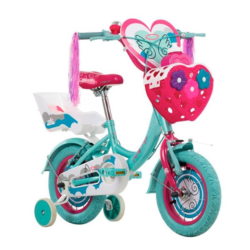 GW - Bicicleta para niñas rin 12 GW Angel Azul Cyan