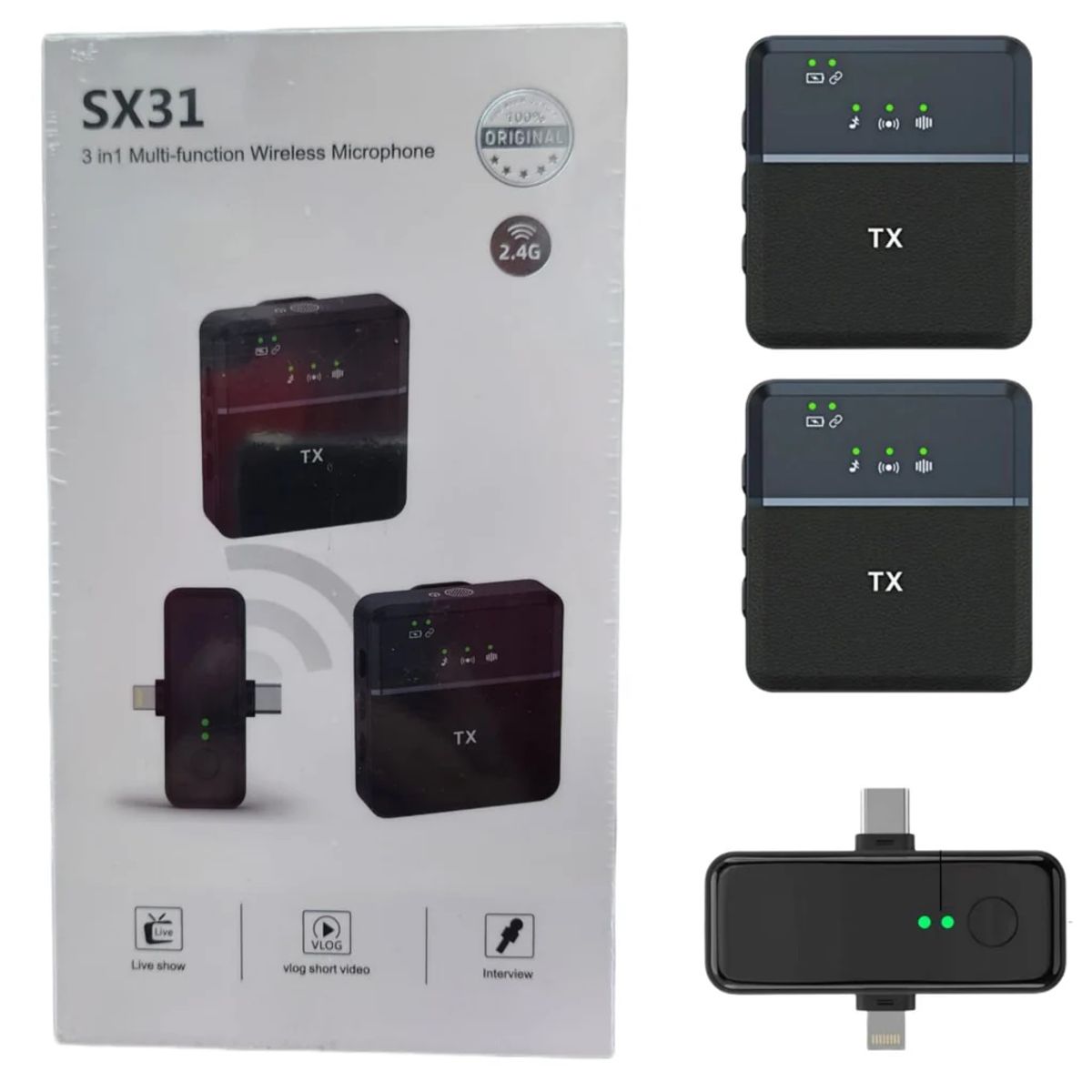 MICRO - Microfono Inalambrico Solapa Receptor Tipo C lightning Sx31