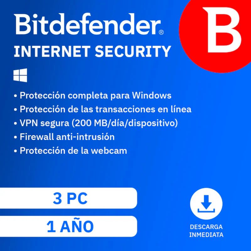 BITDEFENDER - Bitdefender Antivirus Internet Security 3 Pc 1 Año