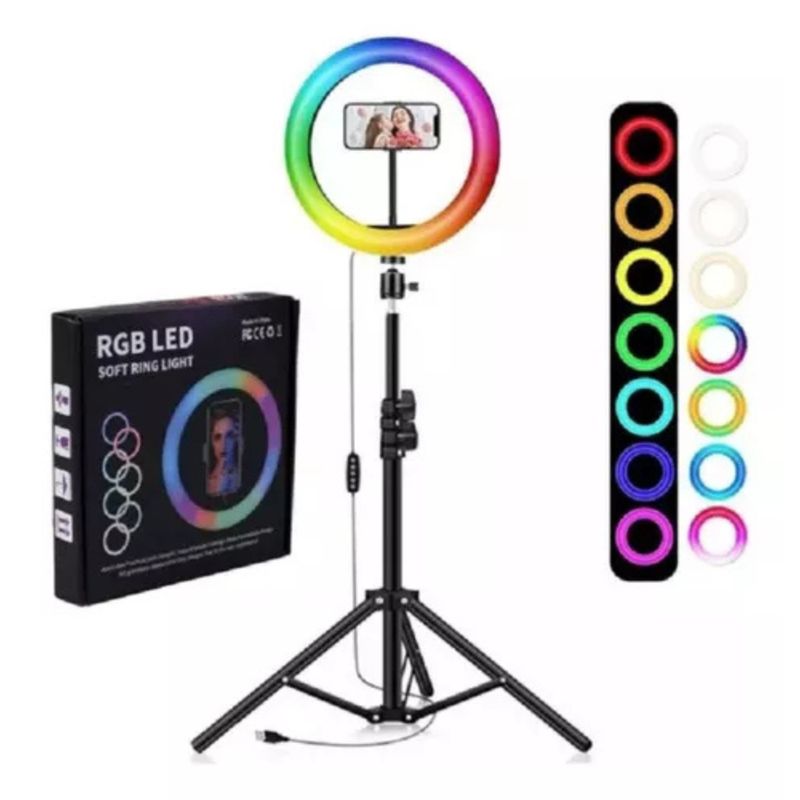 GENERICO - Aro De Luz Led 36 Cm Grande Luz Rgb Cálida Fría + Trípode R06
