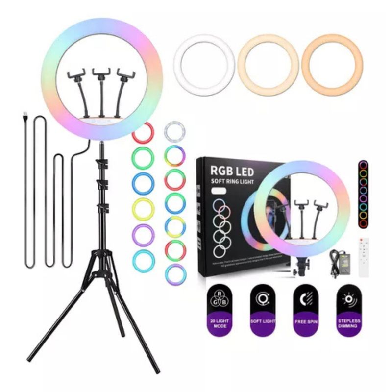 GENERICO - Aro De Luz 45 Cm Rgb Led Trípode Profesional Control Remoto R07