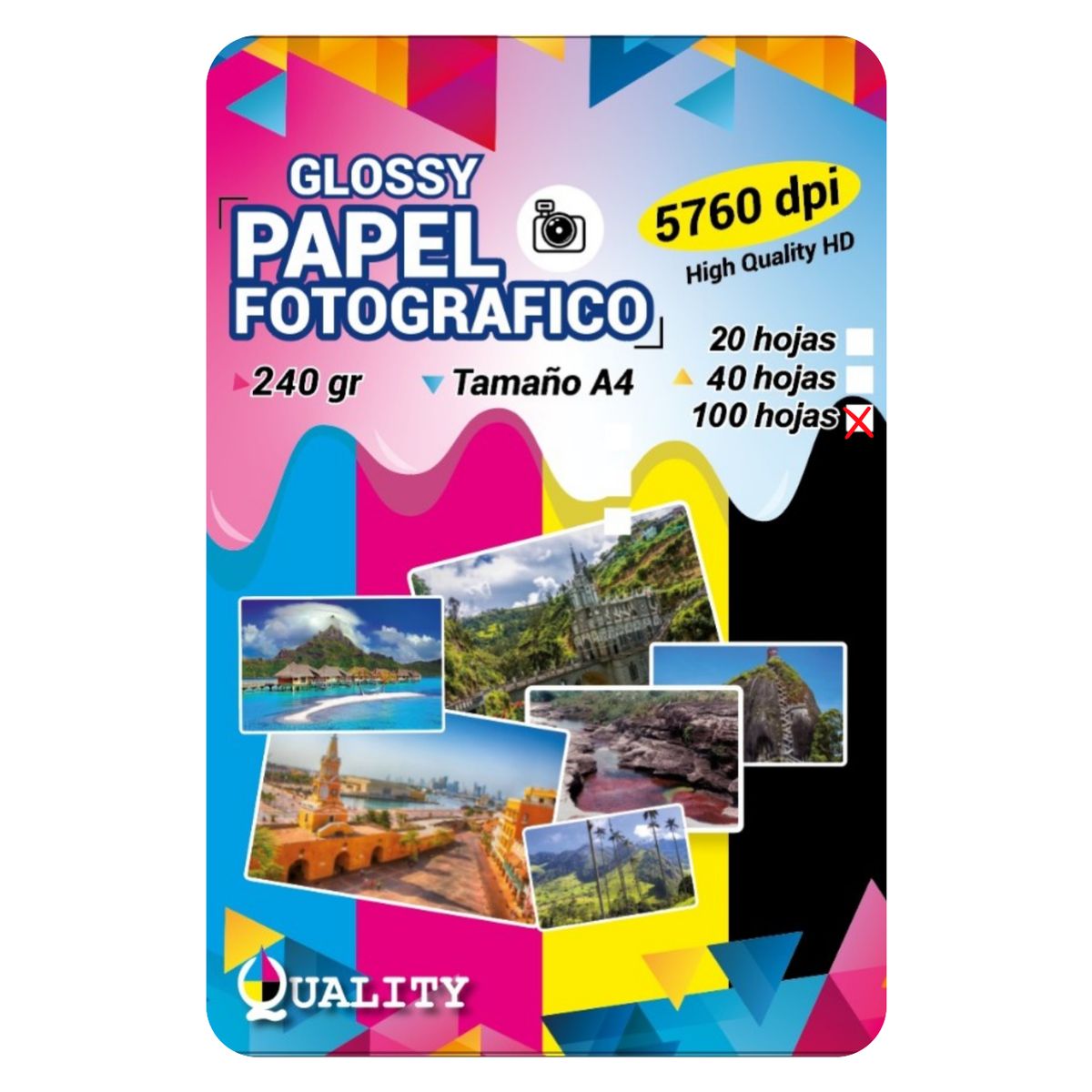 QUALITY - Papel Fotografico 240 Gramos, Premium, A4 X 100 Unidades