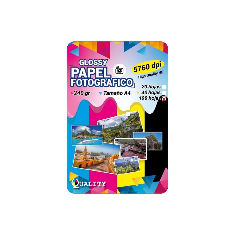 QUALITY - Papel Fotografico 240 Gramos, Premium, A4 X 100 Unidades