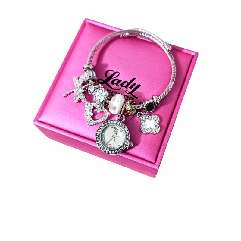 GENERICO - Reloj Dama Acero Lady G-force Tipo Pulsera Con Dijes Dluxe