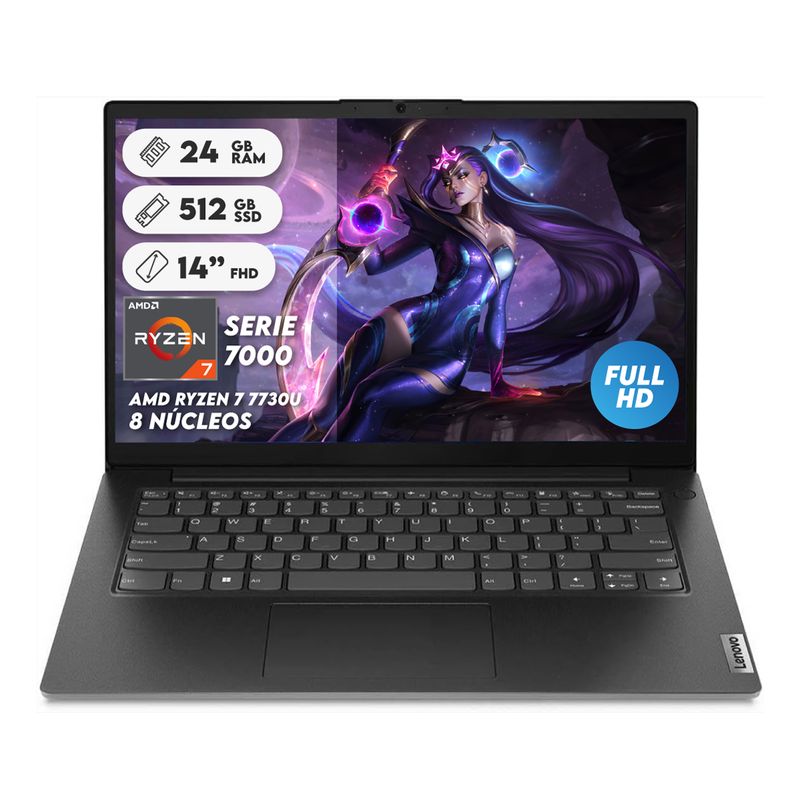 LENOVO - Portátil v14 Lenovo R7 7730u Ram 24gb Ssd 512gb Fhd Computador Portátil