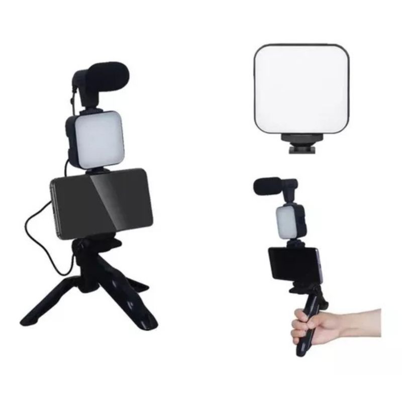 GENERICO - Estabilizador Soporte Celular Luz Led Micrófono + Control