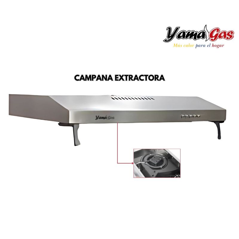 YAMA GAS - Campana Extractora de Pared 60 cm Inoxidable