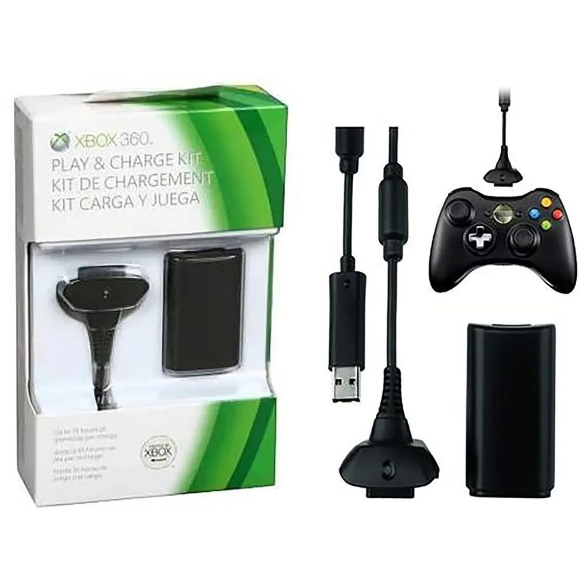 GENERICO - Kit Carga Y Juega Xbox 360 Control Carga Rapida.