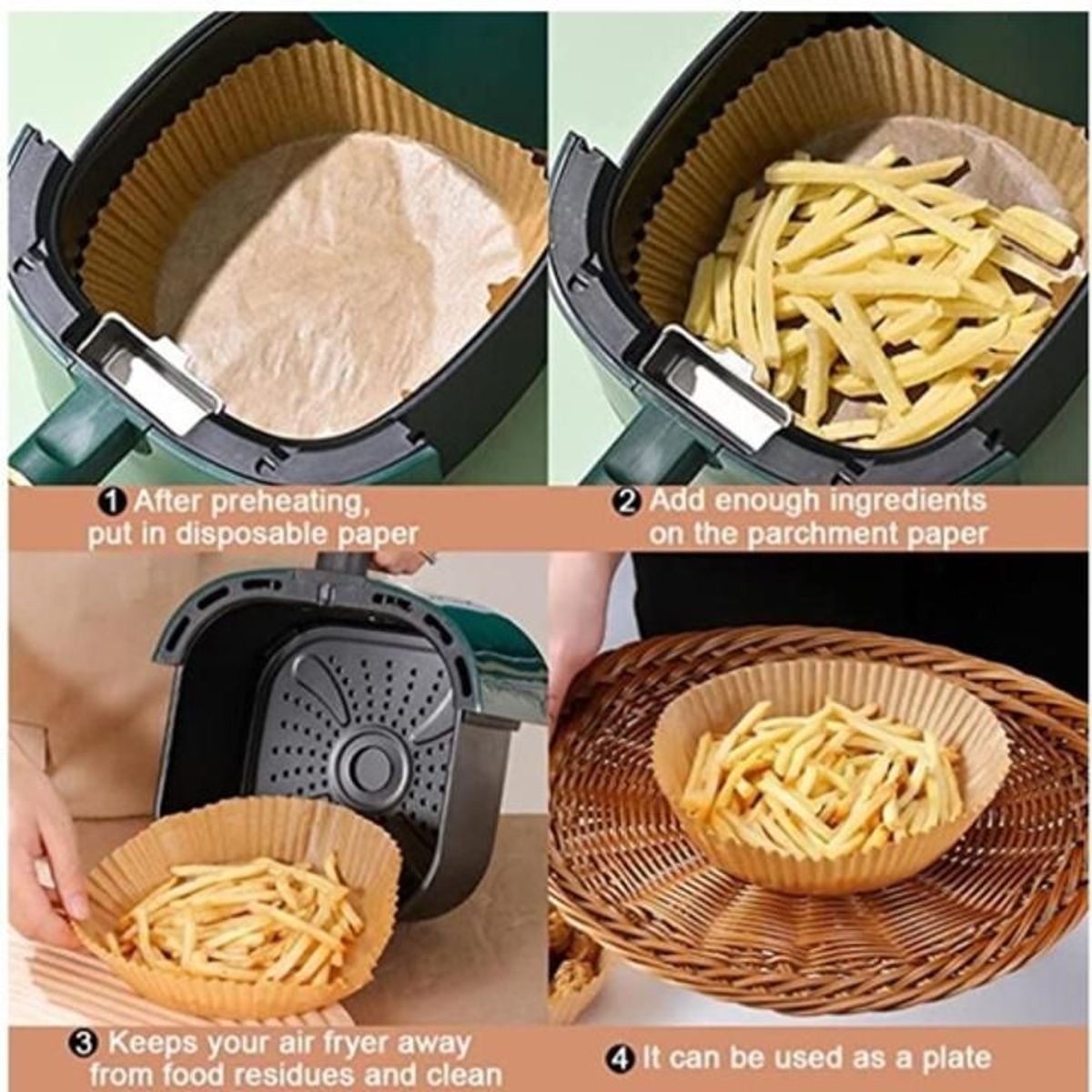 GENERICO - Papel Encerado Para Olla Freidora Air Fryer X 100