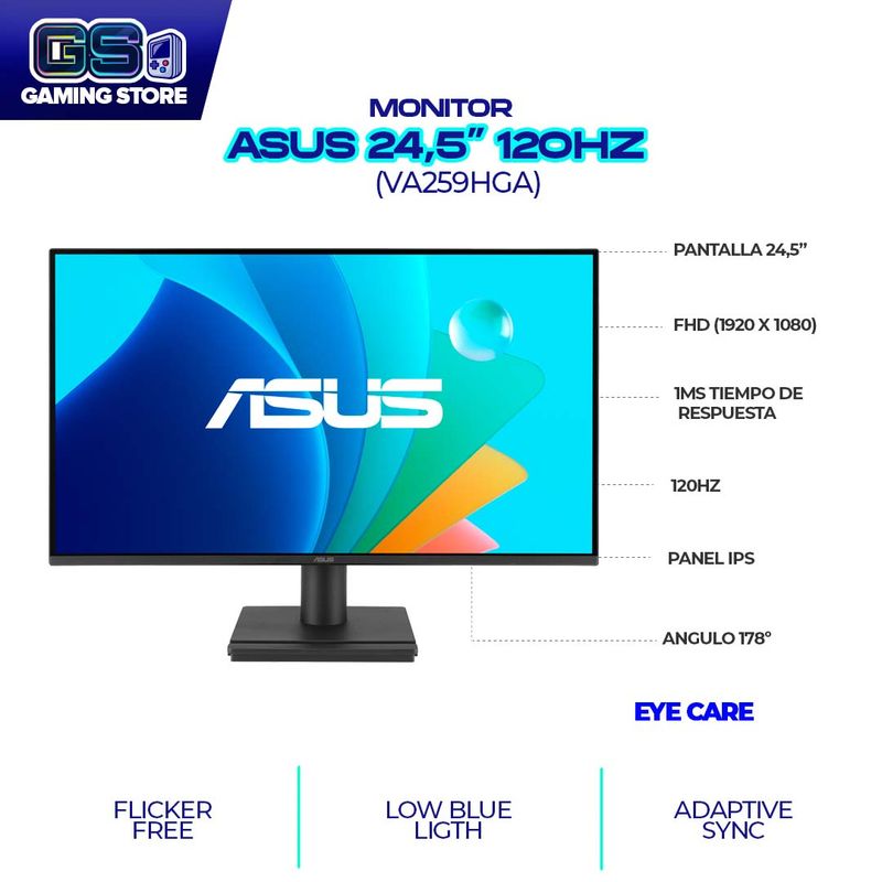 ASUS - MONITOR ASUS 25 120HZ - 1MMS / PANEL IPS - FHD - VA259HGA Eye Care