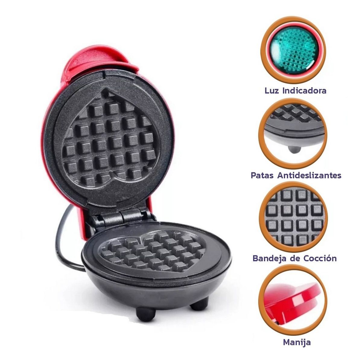 DAYOSHOP - Waflera Mini Personal Guaflera Corazon Antiadherente 350 W