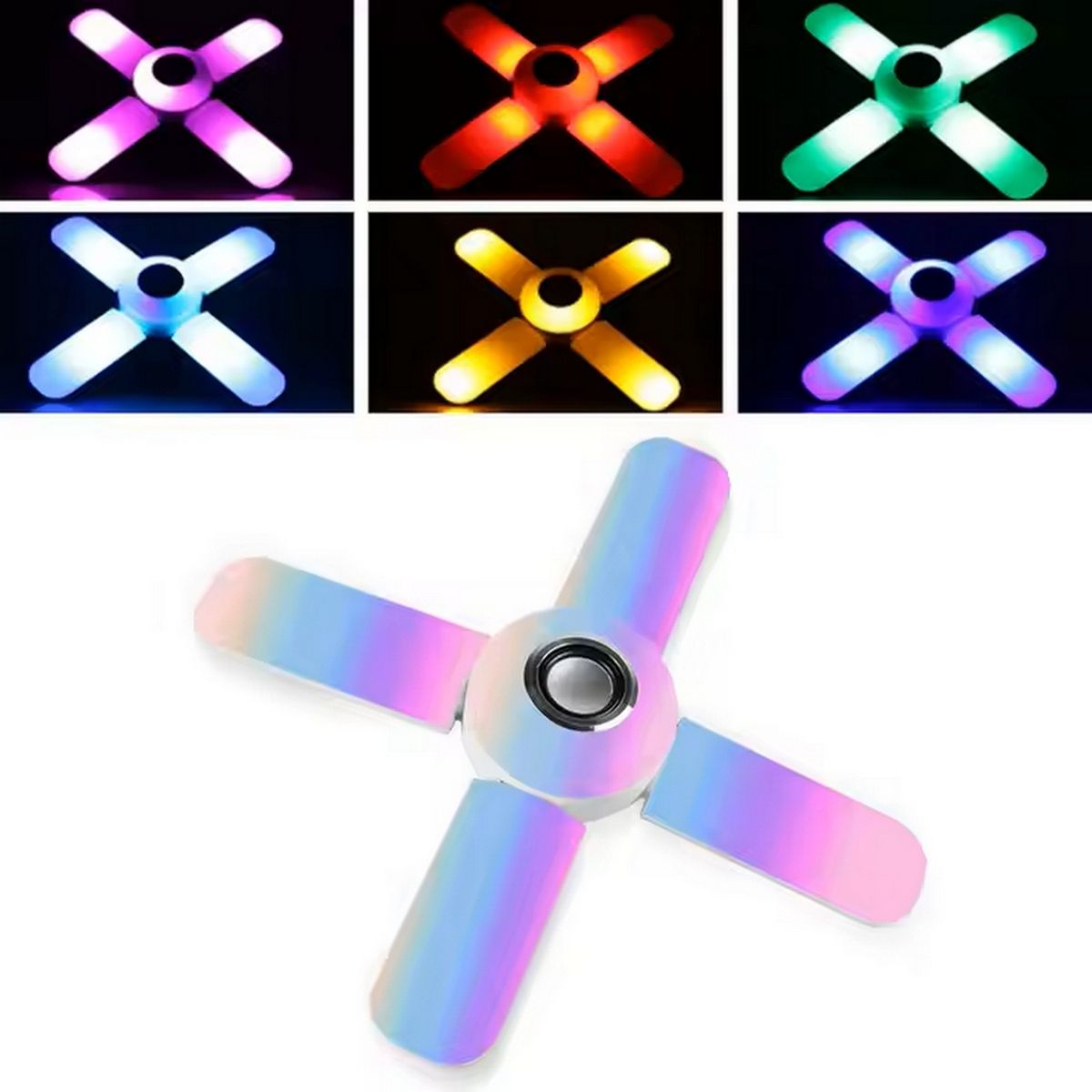 DAYOSHOP - Foco Lámpara Con Bocina Led Rgb Bluetooth Control 4 Aspas
