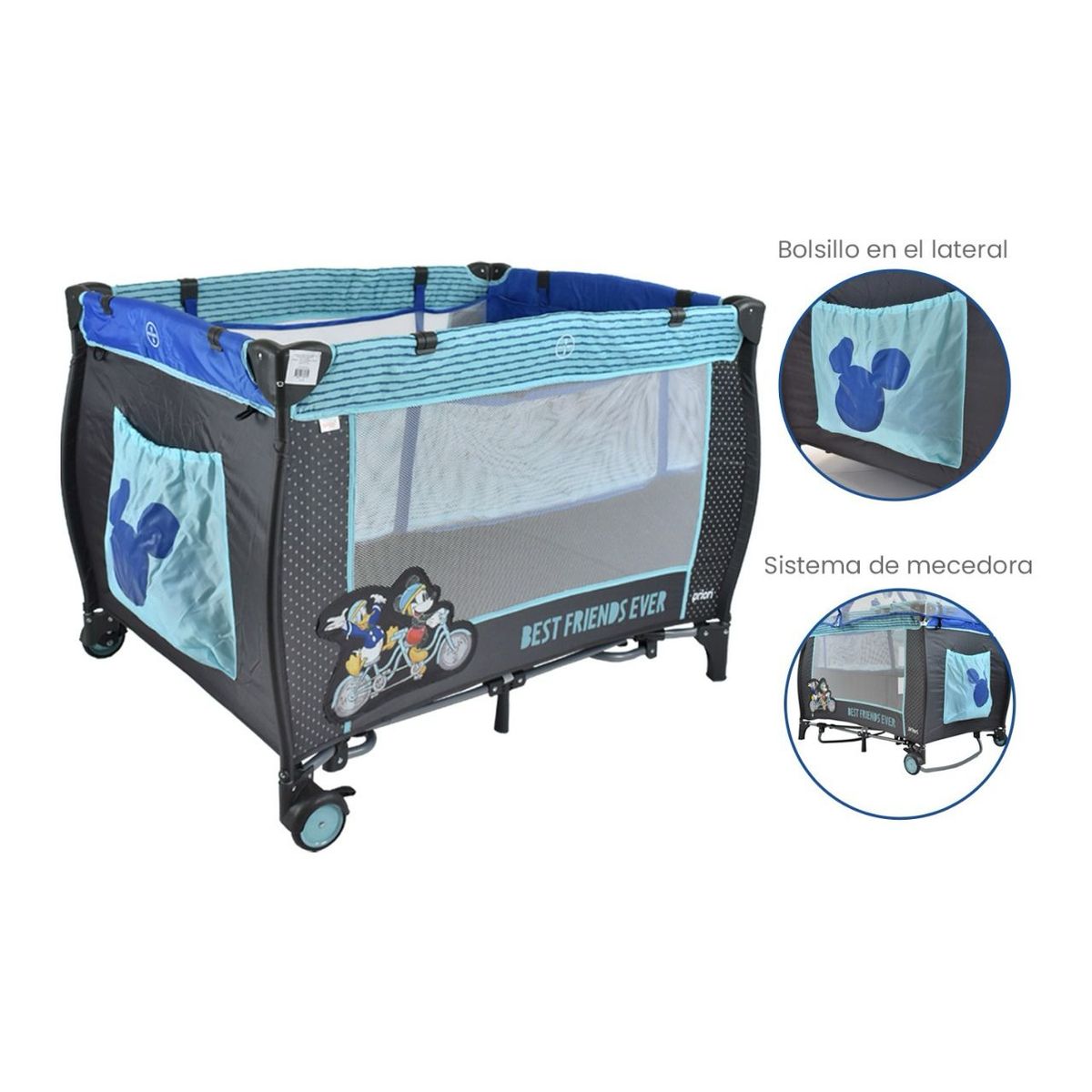 GENERICO - Cuna Corral Para Bebe Mecedora Toldillo 2nivel Cambiador