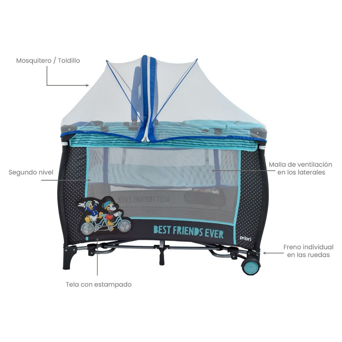 GENERICO - Cuna Corral Para Bebe Mecedora Toldillo 2nivel Cambiador