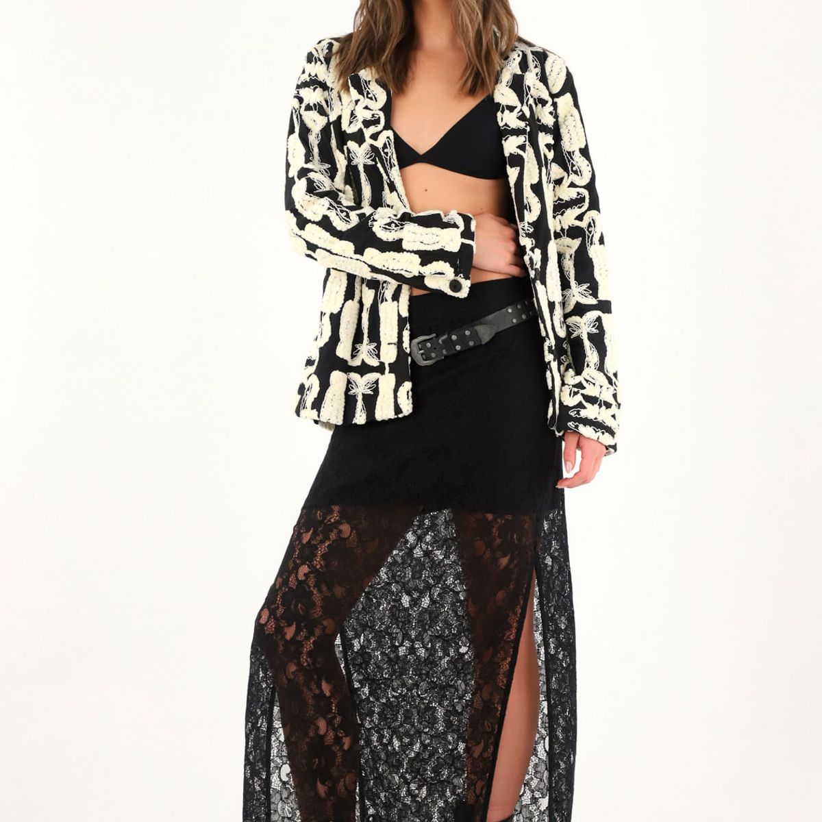 TENNIS - Blazer largo con detalles afelpados para mujer