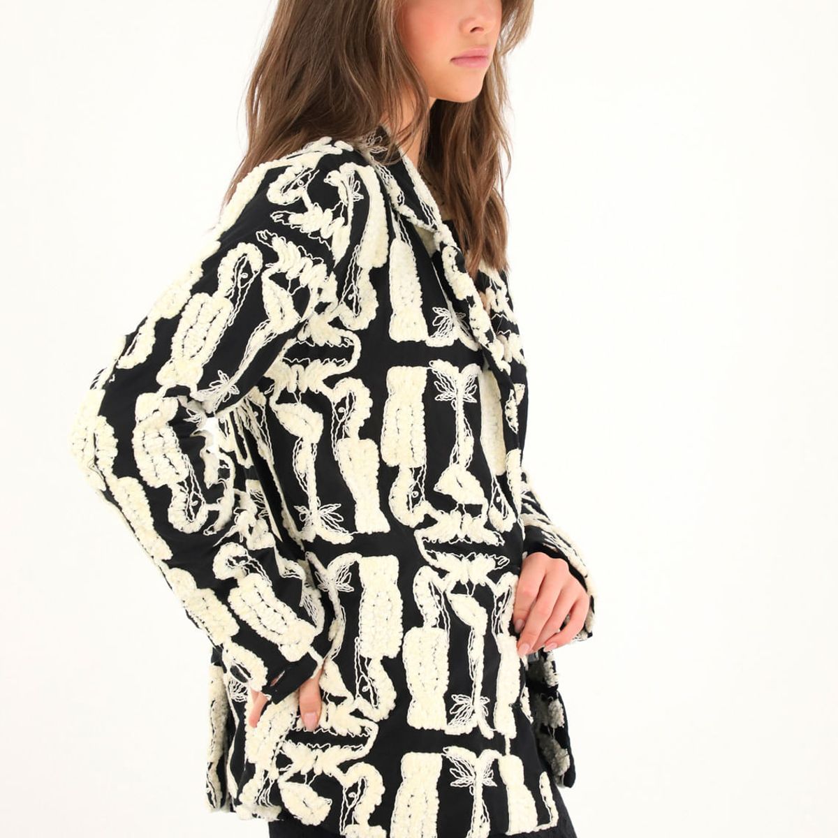 TENNIS - Blazer largo con detalles afelpados para mujer