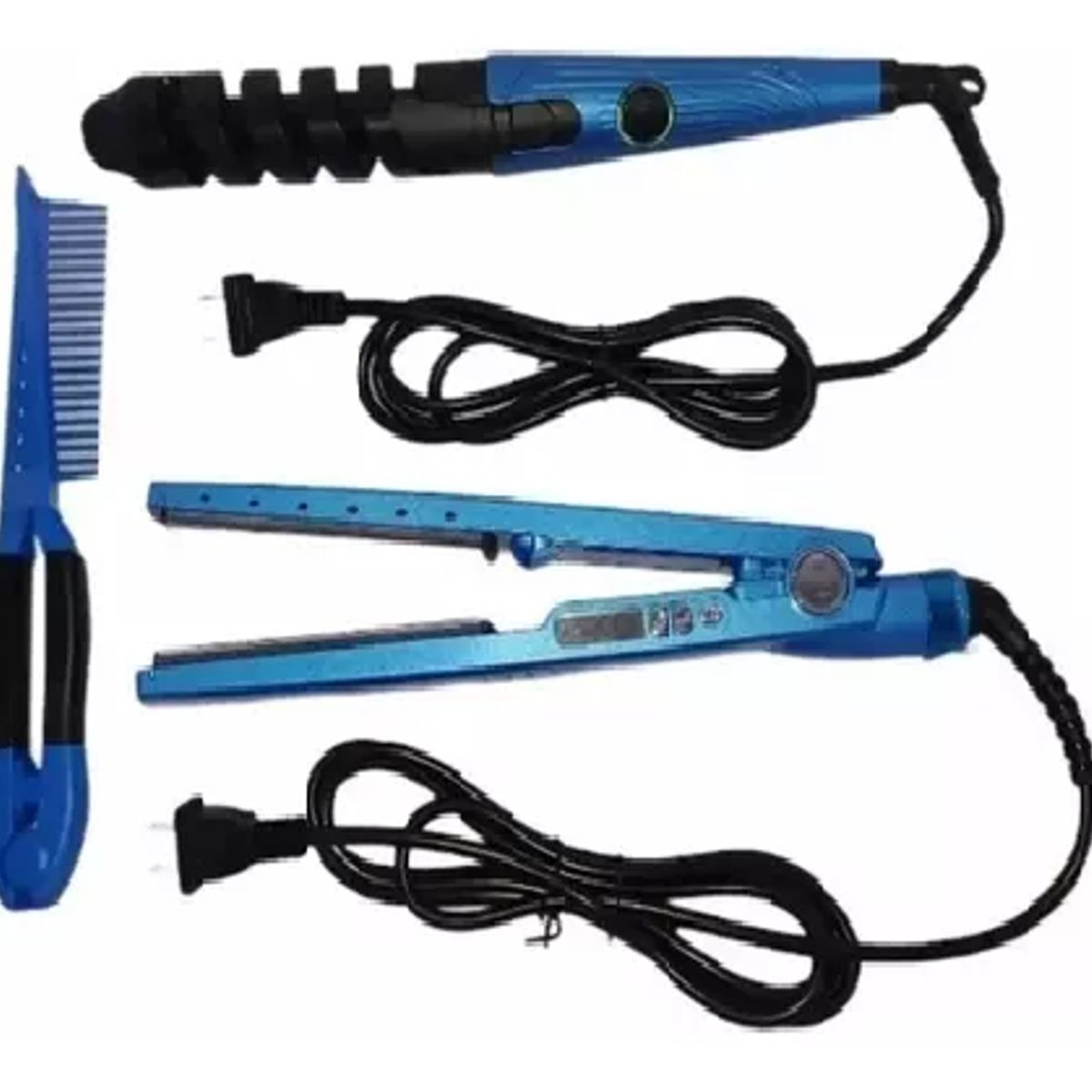 GENERICO - Combo 3 En 1 Nano Titanium Plancha + Peine + Rizador