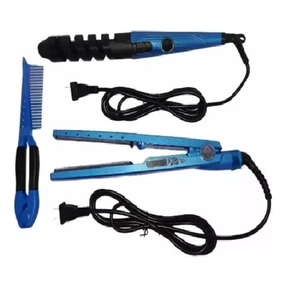 GENERICO - Combo 3 En 1 Nano Titanium Plancha + Peine + Rizador