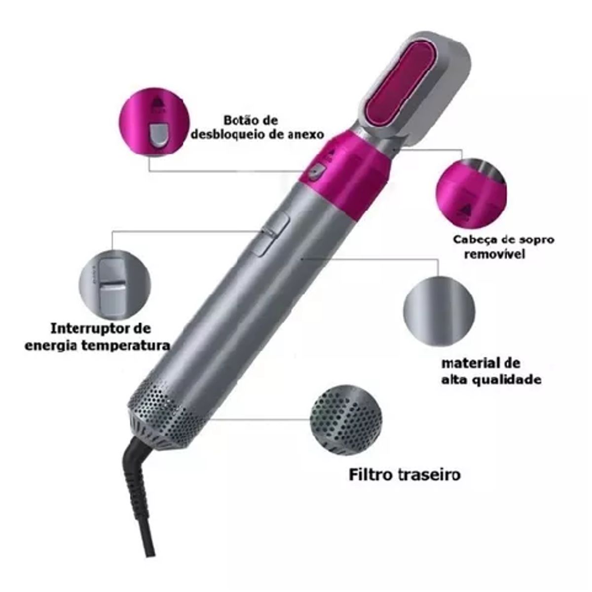 GENERICO - Secador Ondulador Cepillo Hot Air Styler 5 En 1 AlisadoR