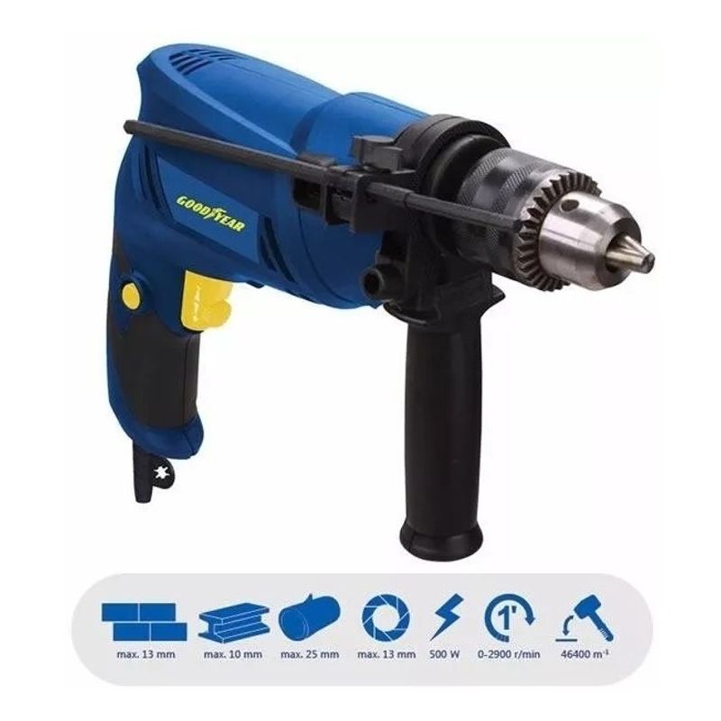 GENERICO - Taladro Percutor 500w 0-2900rpm 110-120 V 60 Hz Goodyear