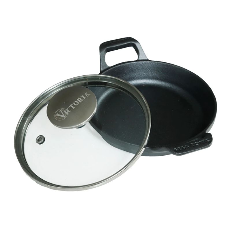 VICTORIA - Mini Cazuela de Hierro Fundido Victoria Con tapa de Vidrio 14 Cm