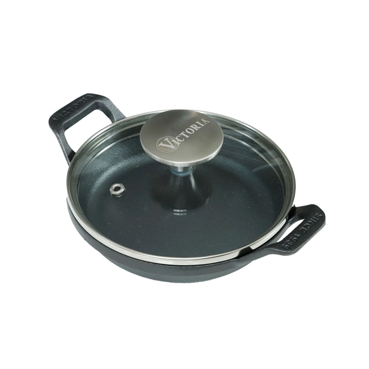 VICTORIA - Mini Cazuela de Hierro Fundido Victoria Con tapa de Vidrio 14 Cm 31930