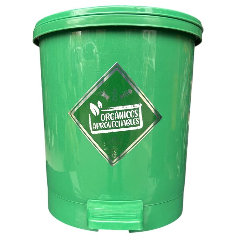 GENERICO - Duo Papelera 7 Litros Pedal Blanco-Verde