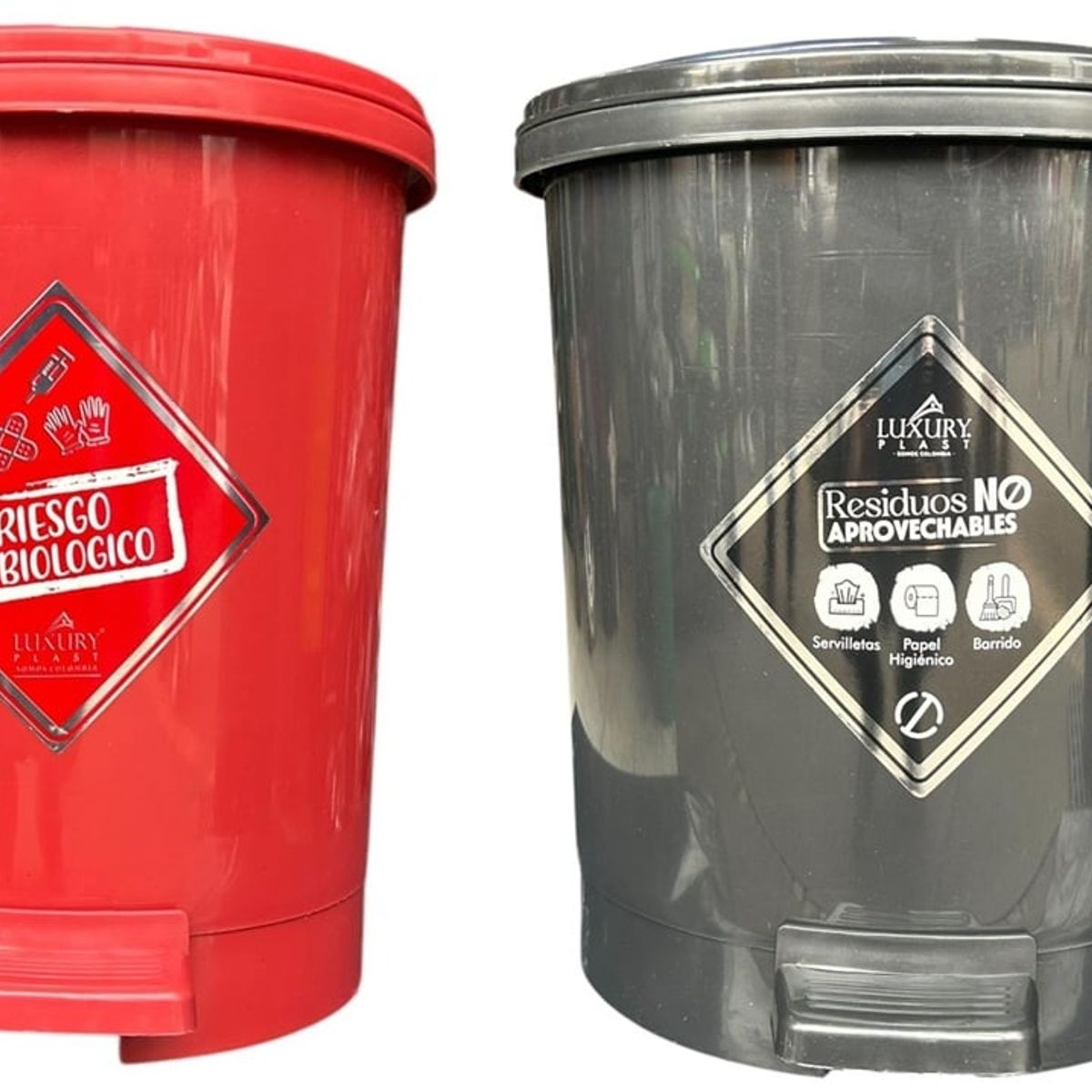 GENERICO - Duo Papelera 7 Litros Pedal Negro-Rojo