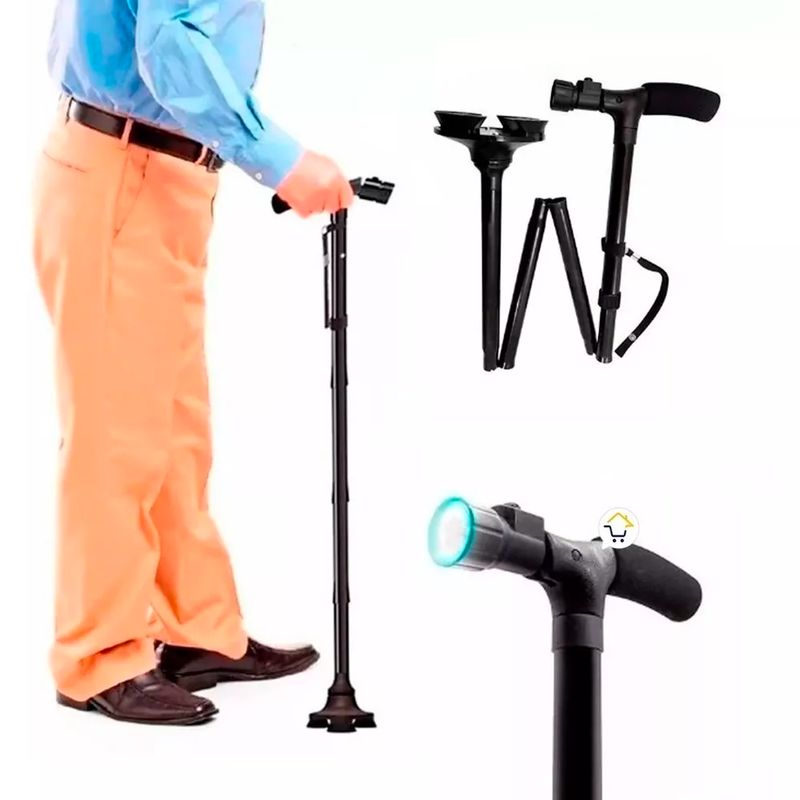 GENERICO - Bastón Trusty Led Portátil Plegable Con 4 Soportes