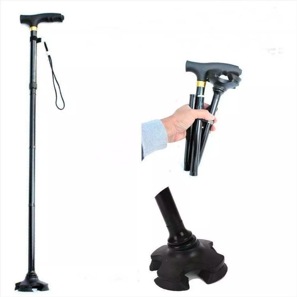 GENERICO - Bastón Trusty Led Portátil Plegable Con 4 Soportes