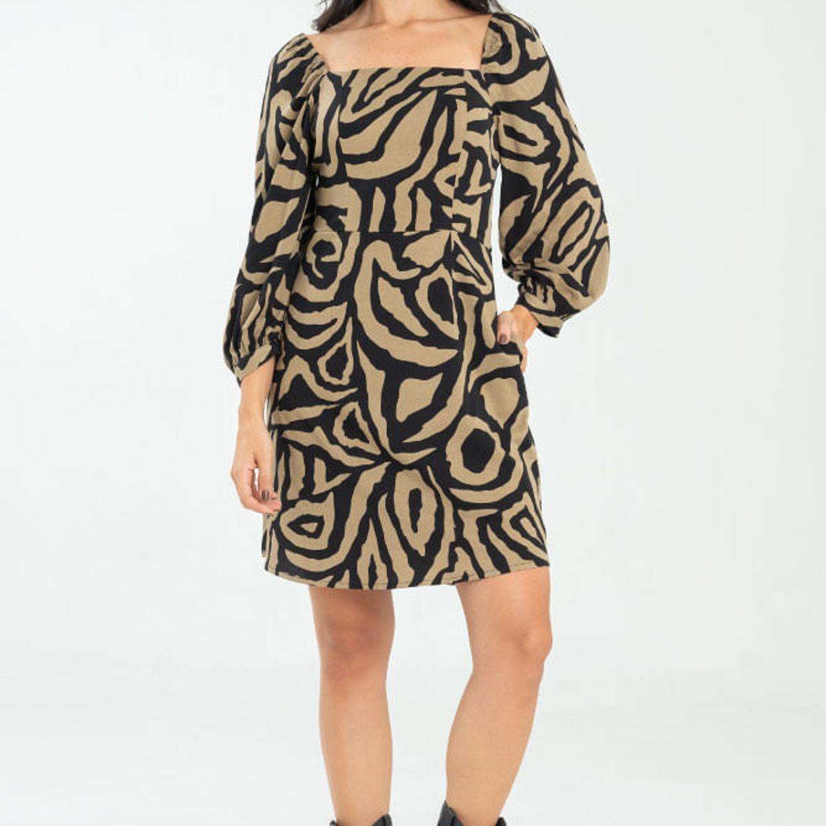 RAGGED - Vestido malva animal Negro Ragged