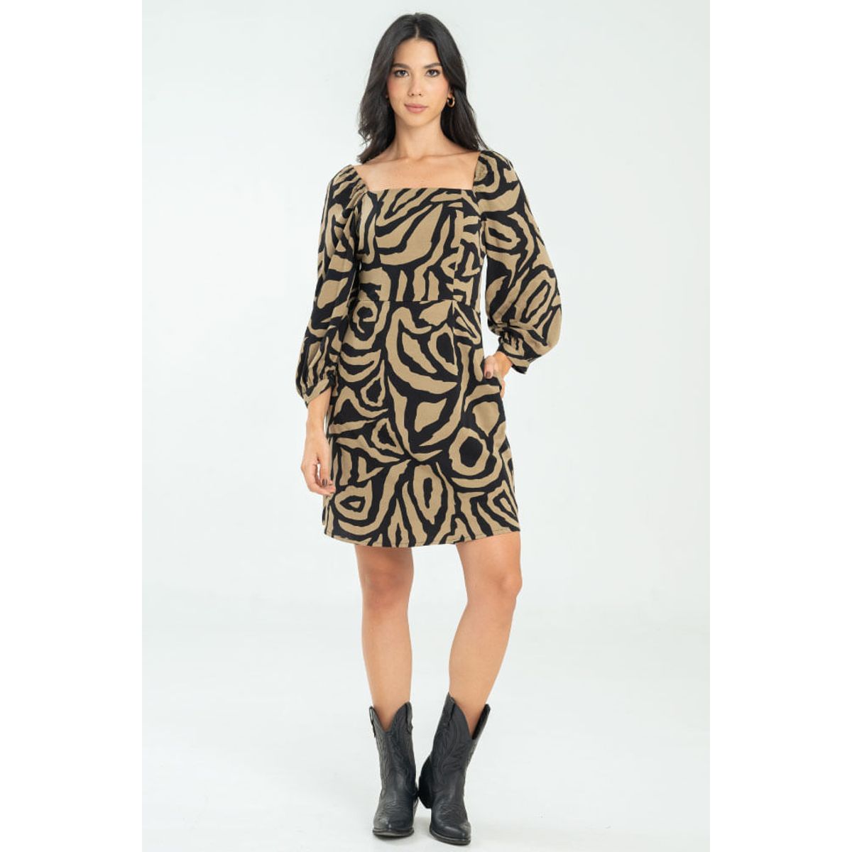 RAGGED - Vestido malva animal Negro Ragged