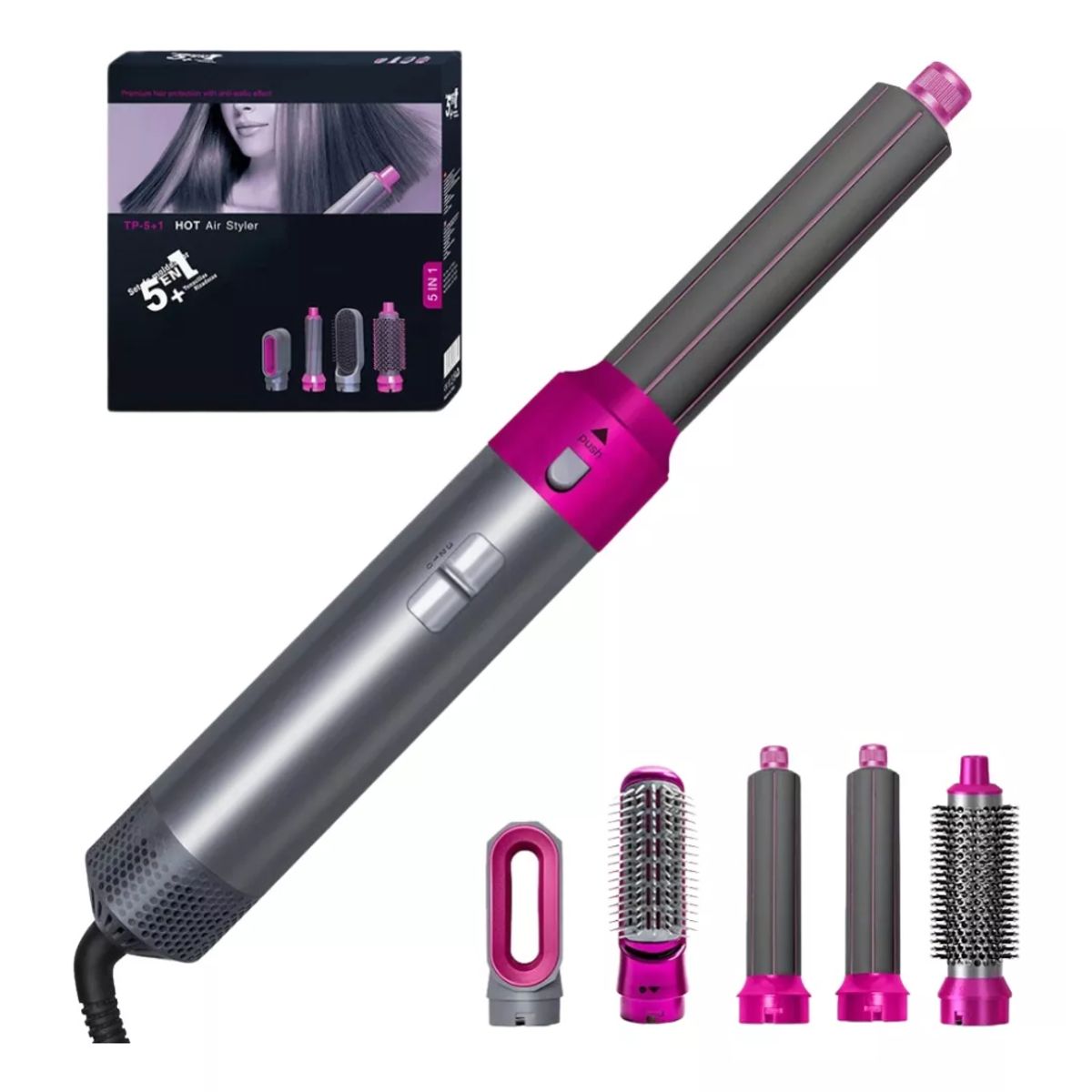 GENERICO - Cepillo Alisador 5 En 1 Leman Hot Air Styler Genérico