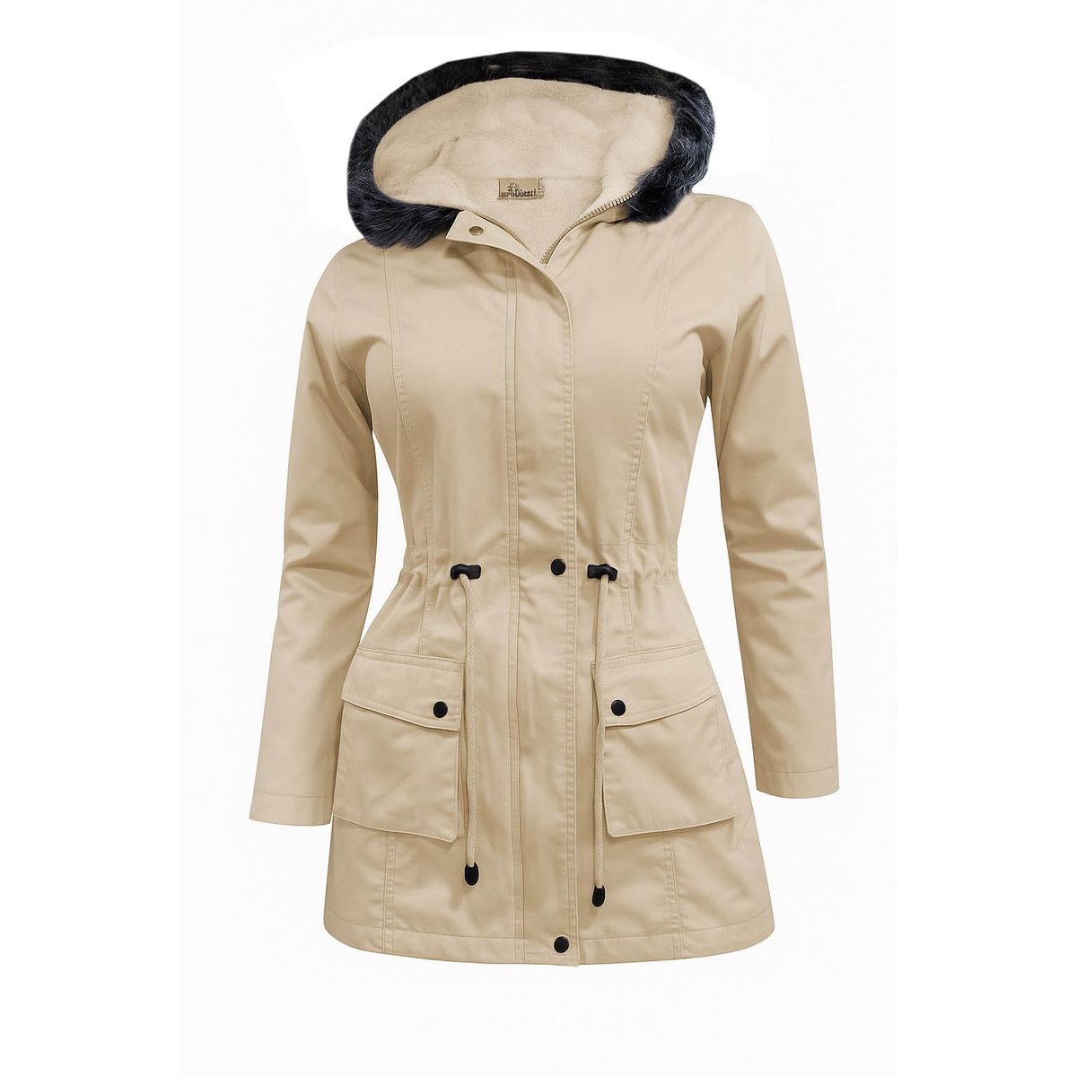 MODA EN CIRCUITO - Chaqueta en dril Parca  Forrada En Ovejero para Mujer BEIGE